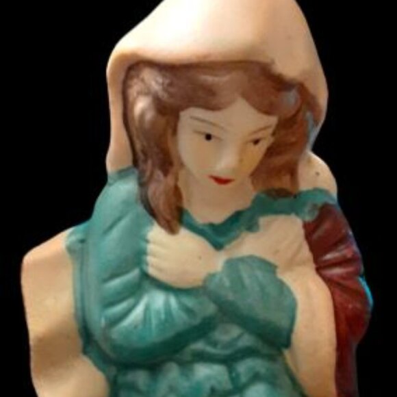 Very Nice! 8pc Vintage Christmas Nativity Set Porcelain Baby Jesus Manger Scene - Picture 2 of 9